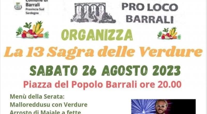 Barrali, la Sagra delle verdure Sabato 26 Agosto 2023 Barrali, la Sagra delle verdure Sabato 26 Agosto 2023